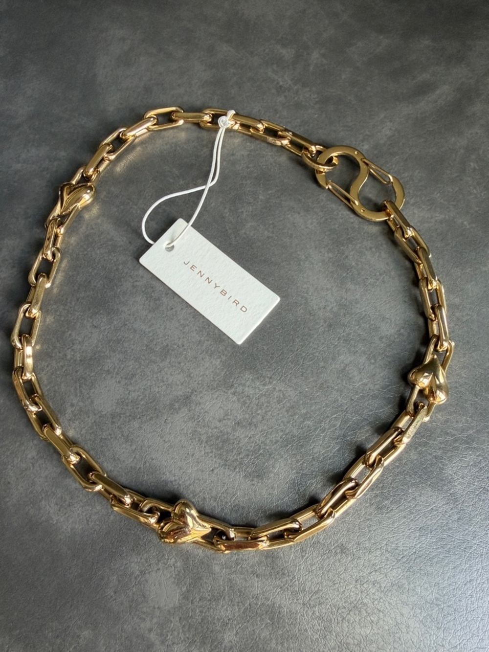 Jenny Bird Art Heart Chain Polished Gold Link Necklace NWT $198 - Picture 7 of 8